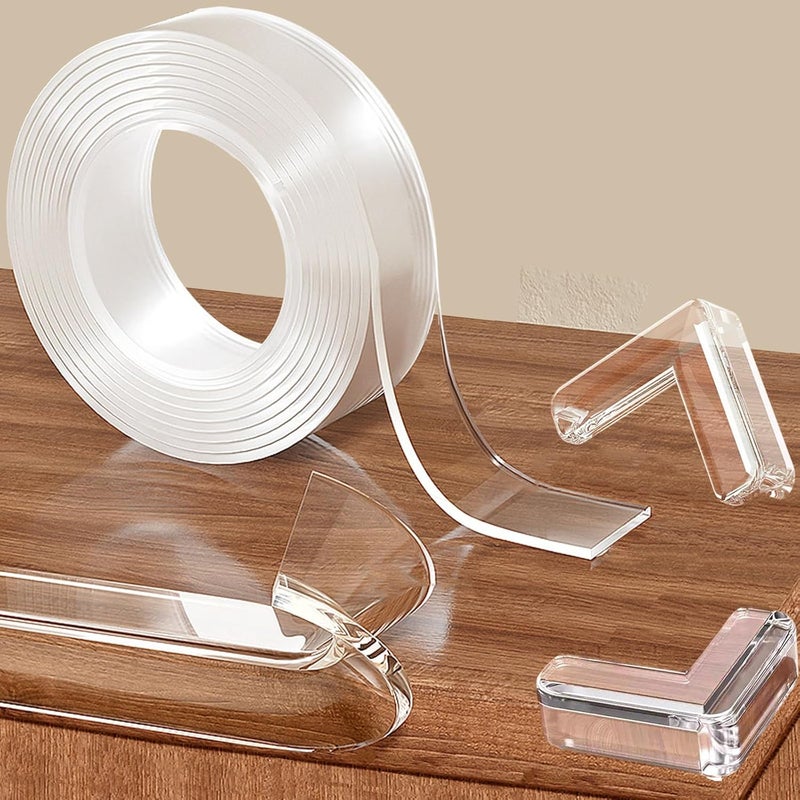 CHENYA Corner Protectors Baby Proofing,0.8 in x 13.12 FT Clear Edge Protector Strip with 6 Furniture Corner Guards,Cabinets,Tables and Window Sill Sharp Corner Safety Bumpers - Image 1